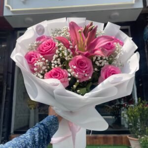 Pink Lily & Rose Harmony Bouquet