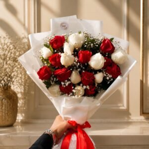 Eternal Romance Red & White Rose