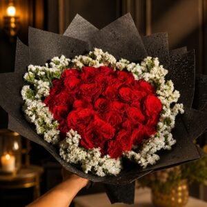Crimson & Statice Elegance Bouquet