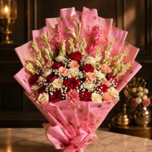Pink Polka Elegance Mixed Bouquet
