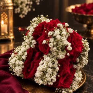 Crimson Rose & Gypsophila Gajray