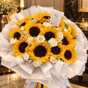 Sunshine & Ivory Sunflower Grand Bouquet